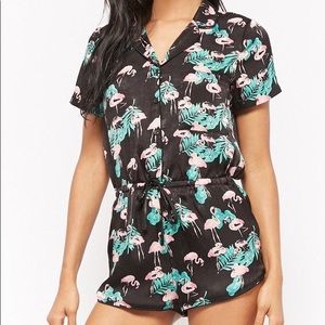 Brand new forever 21 flamingo pajama romper